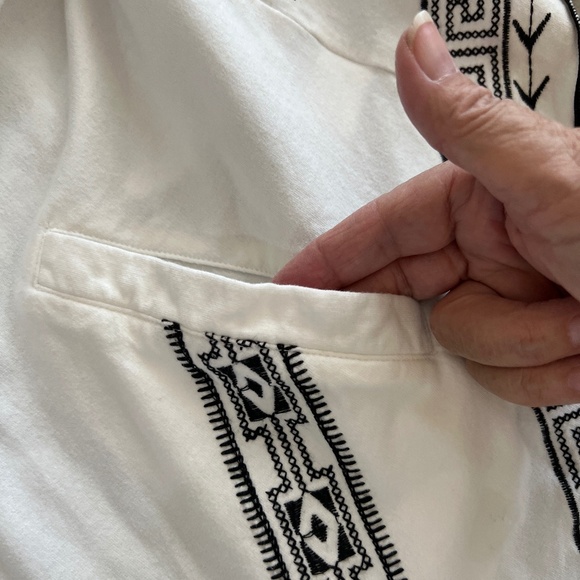 Michael Farrell Southwestern White Embroidered High Low Boho Jacket in size L - Picture 9 of 10